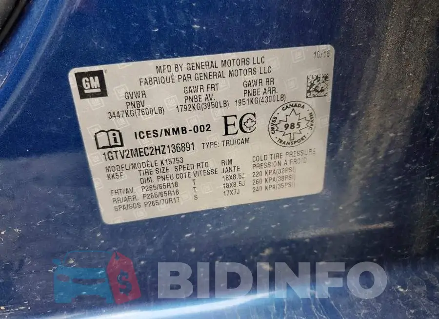 1GTV2MEC2HZ136891 Photo# 13