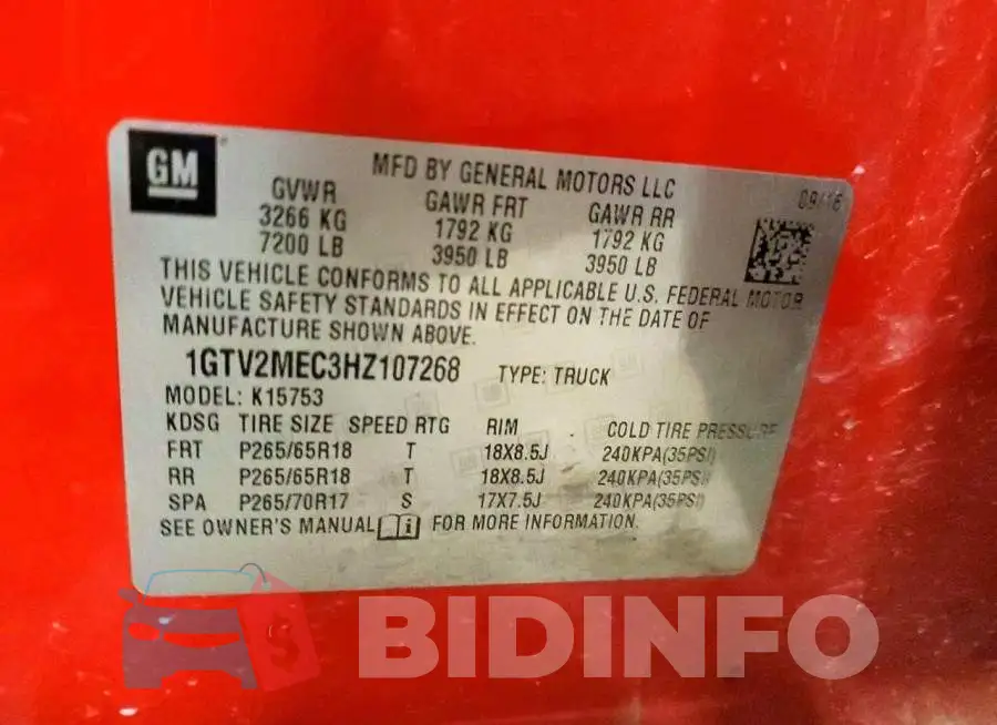 1GTV2MEC3HZ107268 Photo# 12