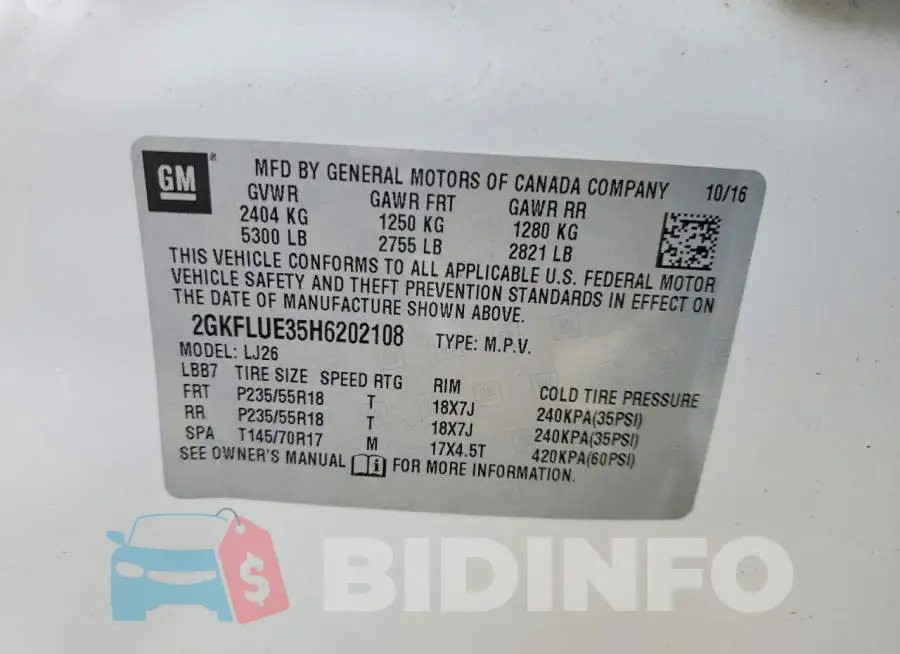 2GKFLUE35H6202108 Photo# 13
