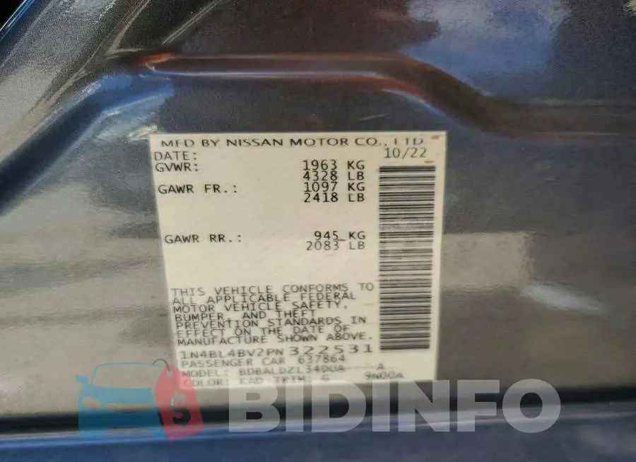 1N4BL4BV2PN322531 Photo# 12