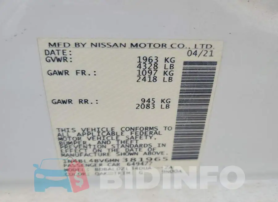 1N4BL4BV6MN381965 Photo# 12