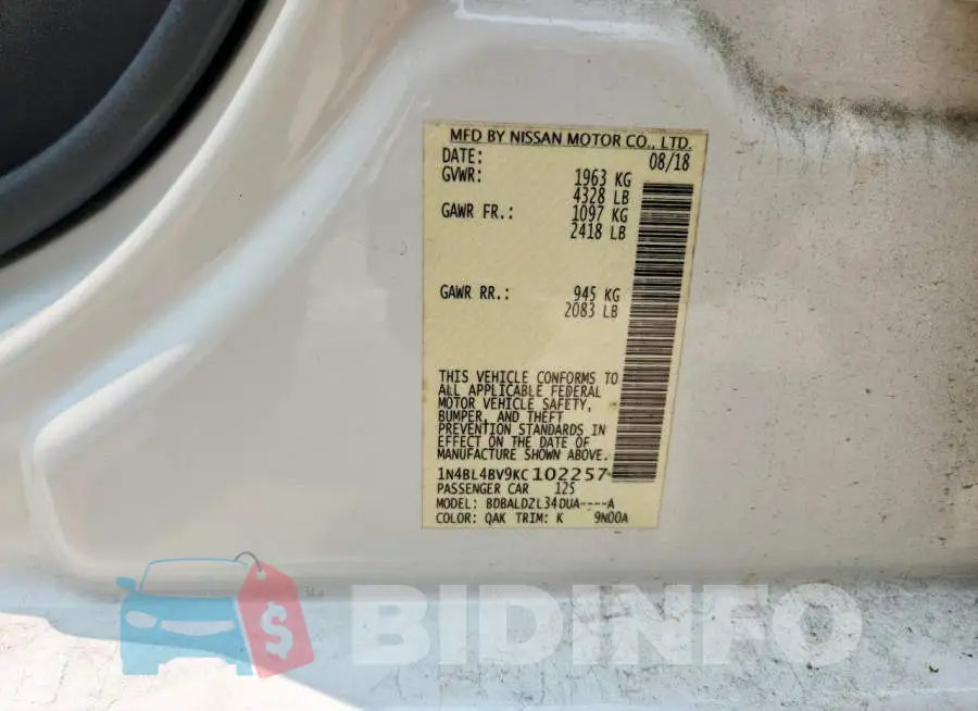 1N4BL4BV9KC102257 Photo# 13