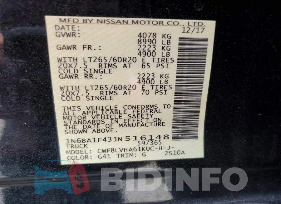 1N6BA1F43JN516148 Photo# 13