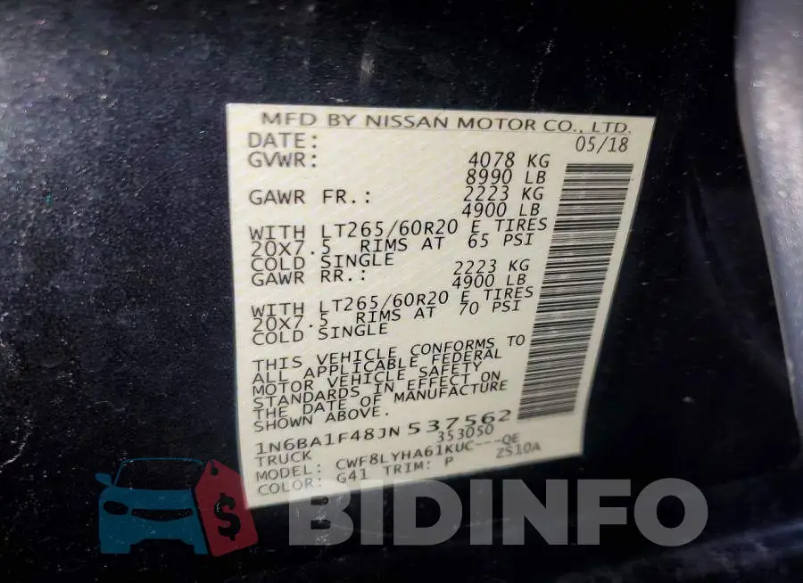 1N6BA1F48JN537562 Photo# 12