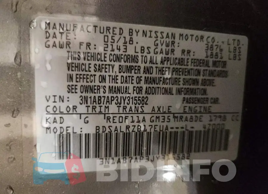 3N1AB7AP3JY315582 Photo# 12
