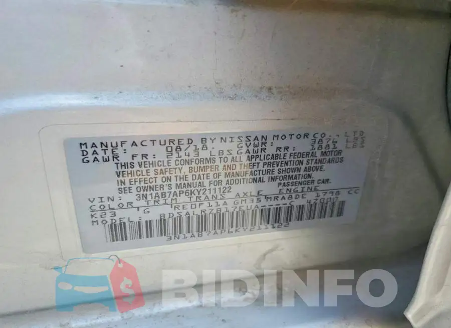3N1AB7AP6KY211122 Photo# 12
