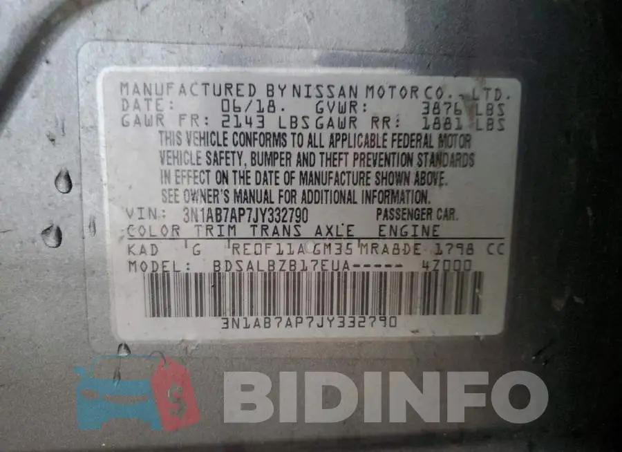 3N1AB7AP7JY332790 Photo# 13