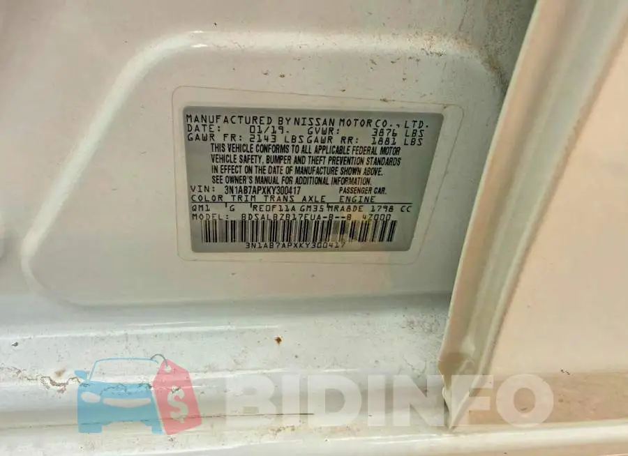 3N1AB7APXKY300417 Photo# 10