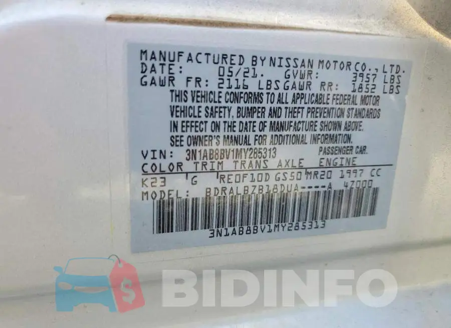 3N1AB8BV1MY285313 Photo# 12