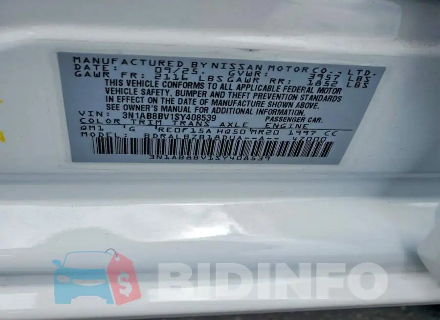 3N1AB8BV1SY408539 Photo# 13