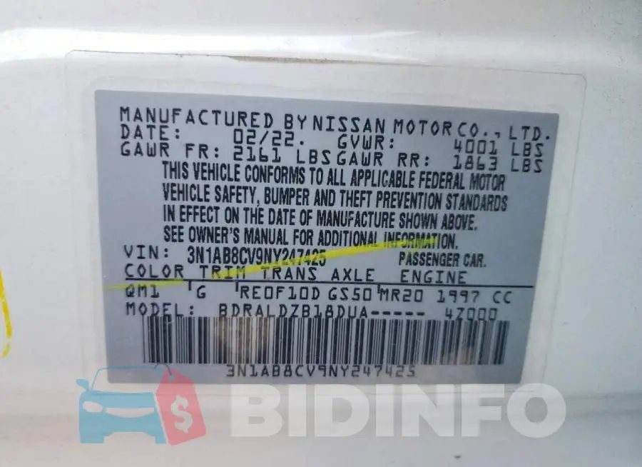 3N1AB8CV9NY247425 Photo# 12