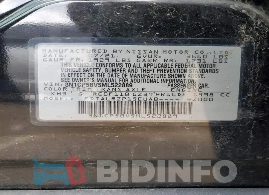 3N1CP5BV5ML522889 Photo# 14