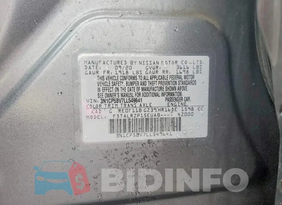 3N1CP5BV7LL549641 Photo# 13