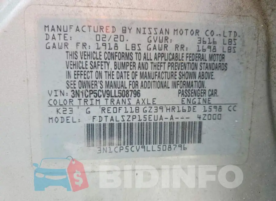 3N1CP5CV9LL508796 Photo# 13