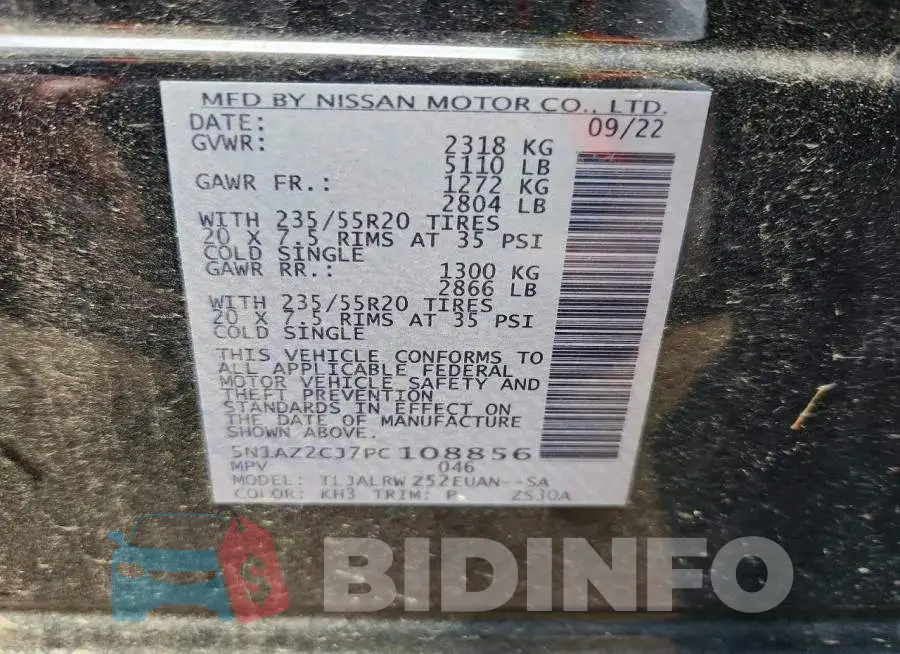 5N1AZ2CJ7PC108856 Photo# 13