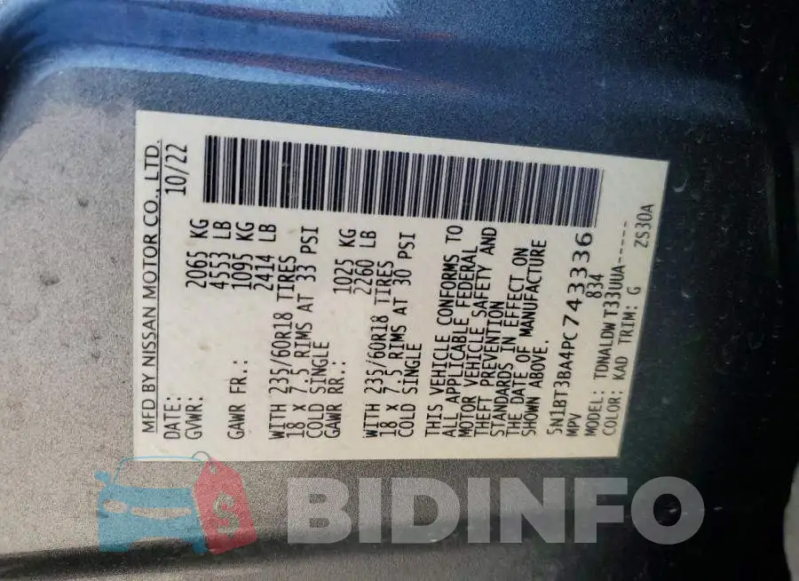 5N1BT3BA4PC743336 Photo# 13