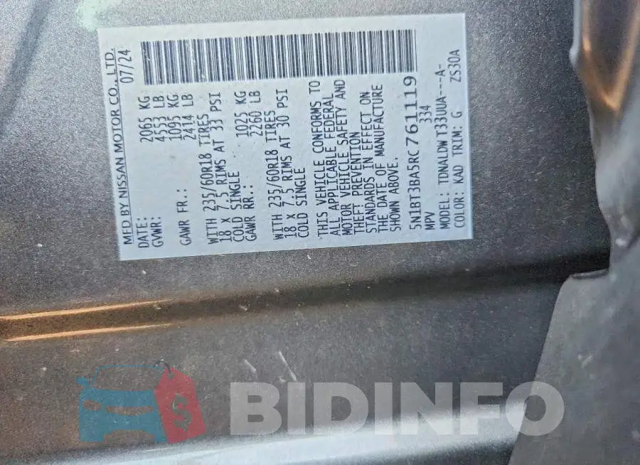 5N1BT3BA5RC761119 Photo# 12