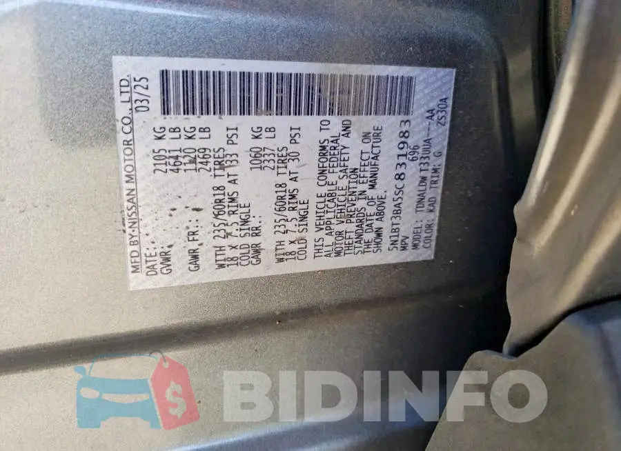 5N1BT3BA5SC831983 Photo# 12