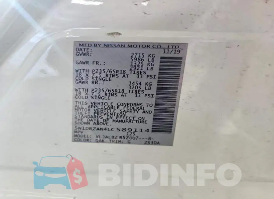 5N1DR2AN4LC589114 Photo# 13