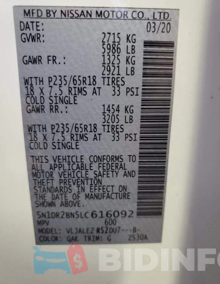 5N1DR2BN5LC616092 Photo# 13