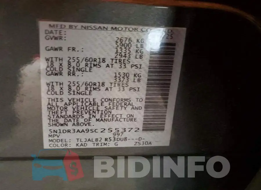 5N1DR3AA9SC255372 Photo# 12