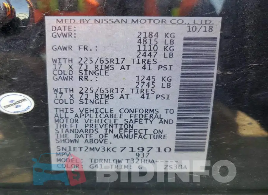 5N1ET2MV3KC719710 Photo# 14