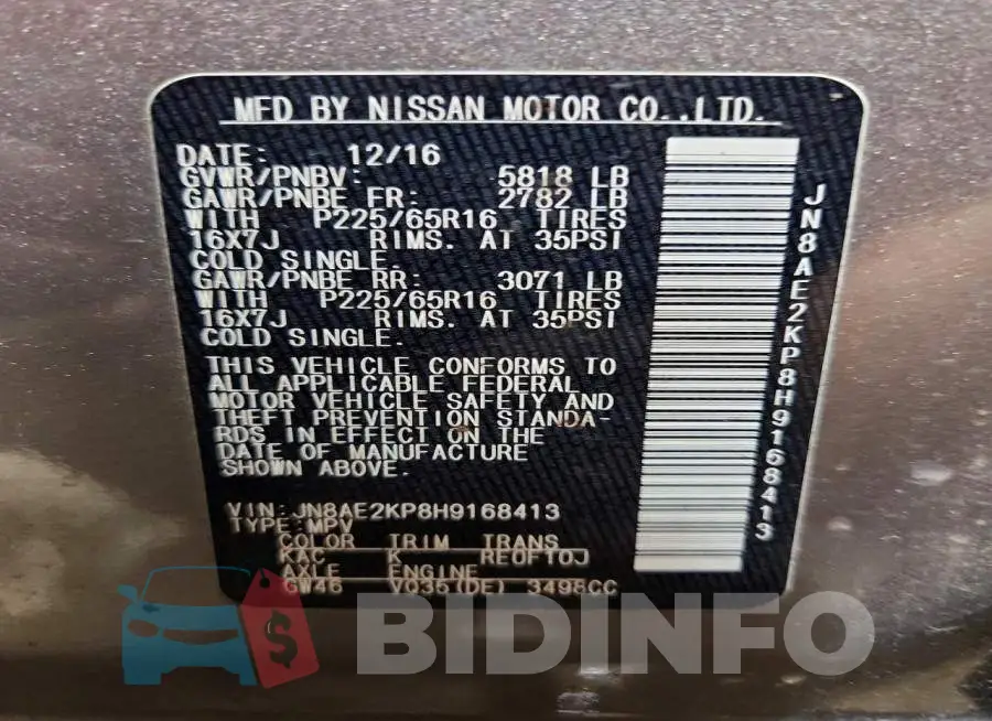 JN8AE2KP8H9168413 Photo# 13
