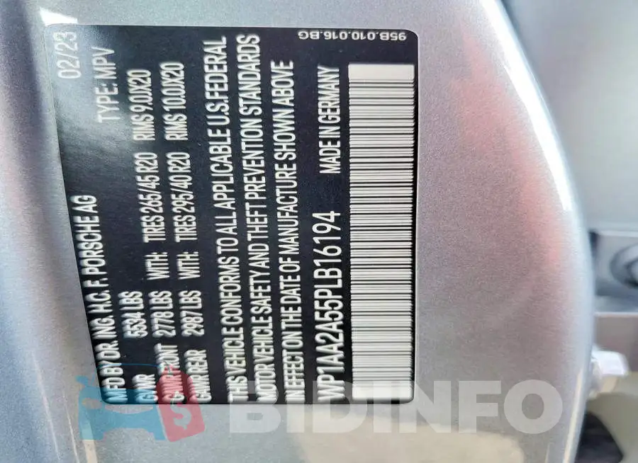 WP1AA2A55PLB16194 Photo# 13