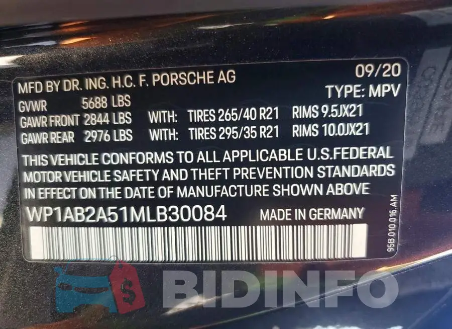 WP1AB2A51MLB30084 Photo# 14