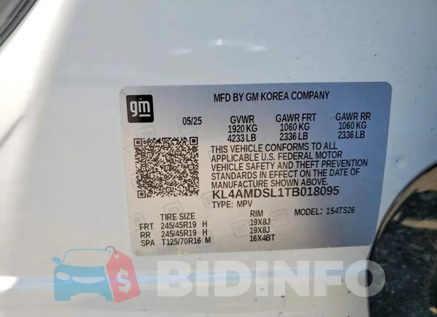 KL4AMDSL1TB018095 Photo# 12