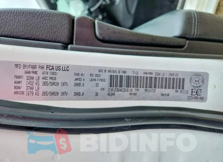1C4RJFBG4KC818110 Photo# 14