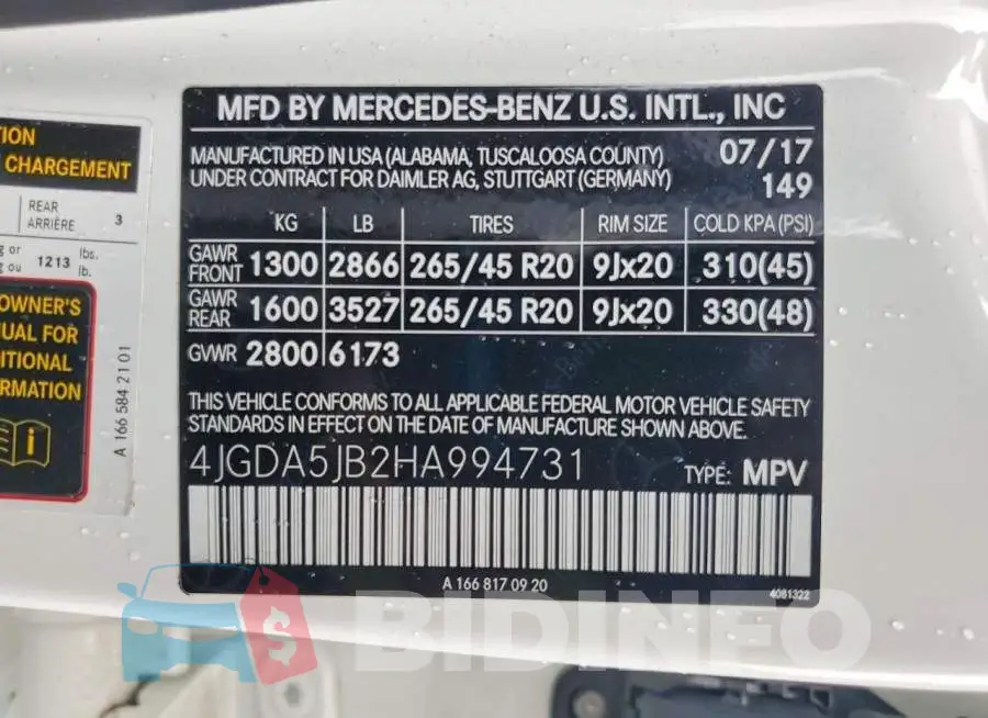 4JGDA5JB2HA994731 Photo# 13