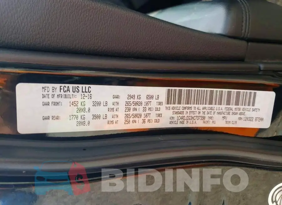 1C4RDJDG3HC737390 Photo# 13