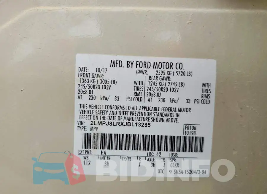 2LMPJ8LRXJBL13285 Photo# 13