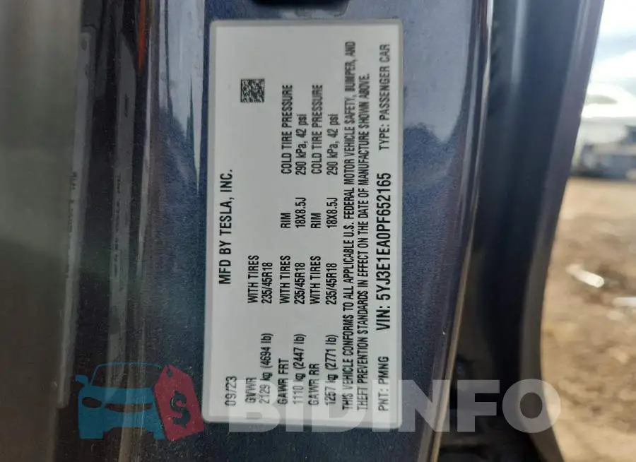 5YJ3E1EA0PF652165 Photo# 12