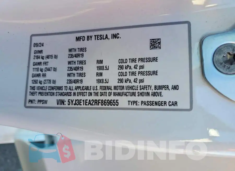 5YJ3E1EA2RF869655 Photo# 12