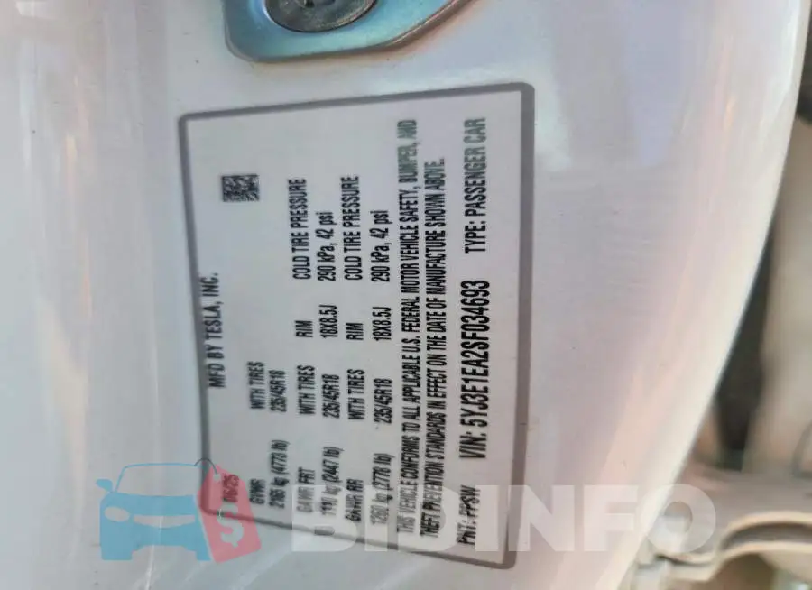 5YJ3E1EA2SF034693 Photo# 12