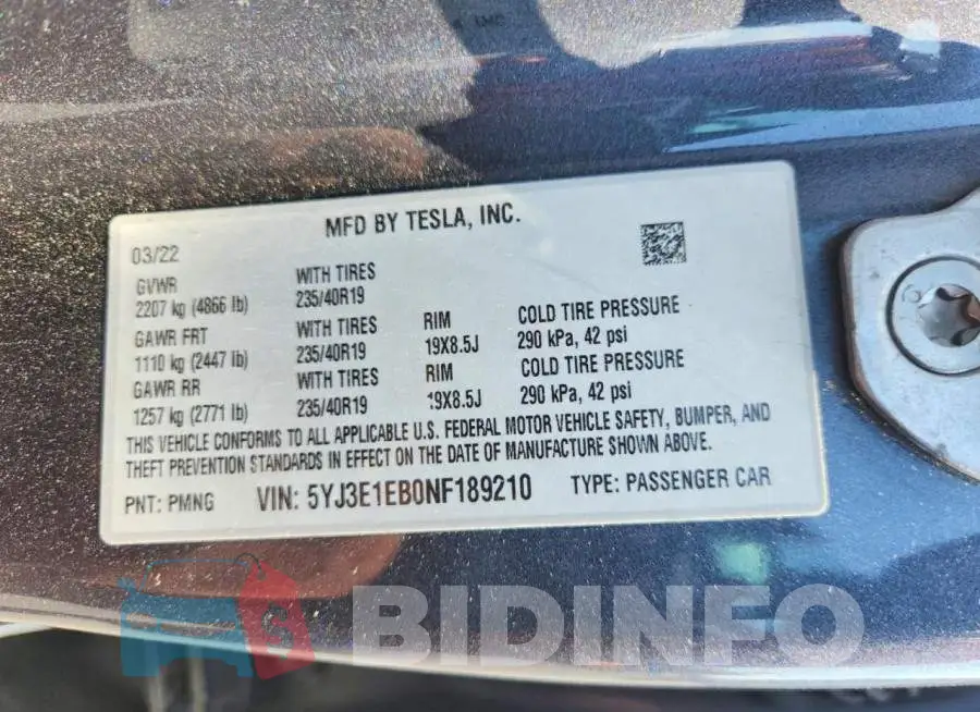 5YJ3E1EB0NF189210 Photo# 12