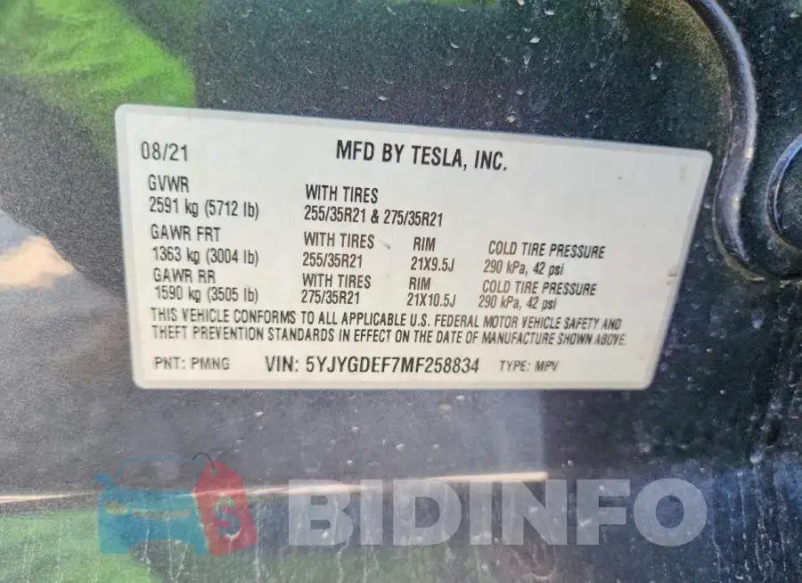 5YJYGDEF7MF258834 Photo# 12