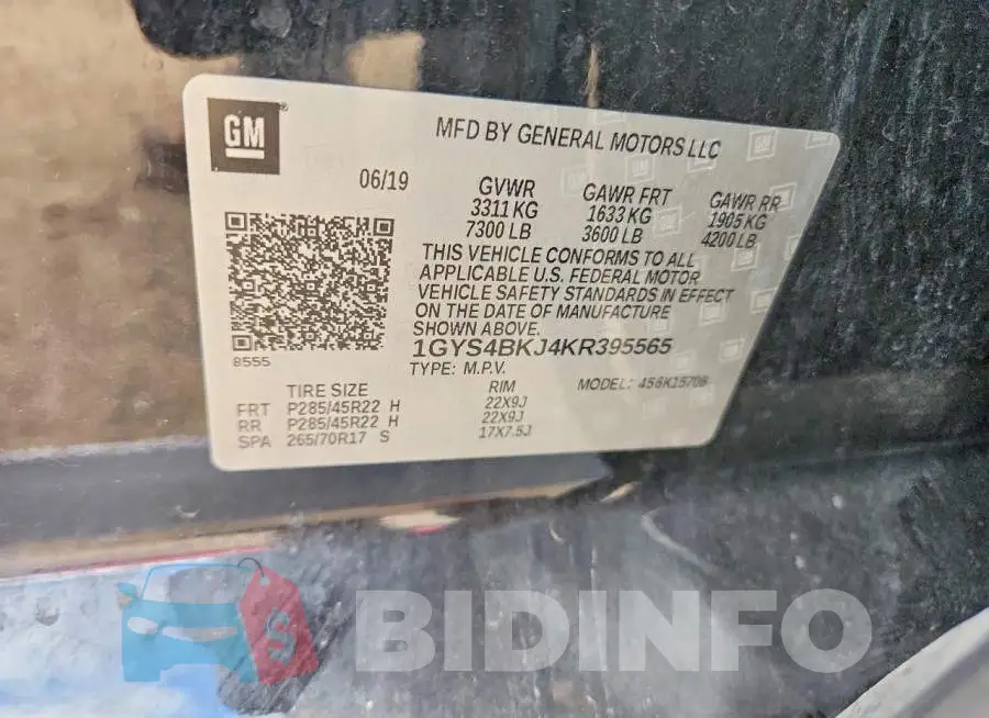 1GYS4BKJ4KR395565 Photo# 13