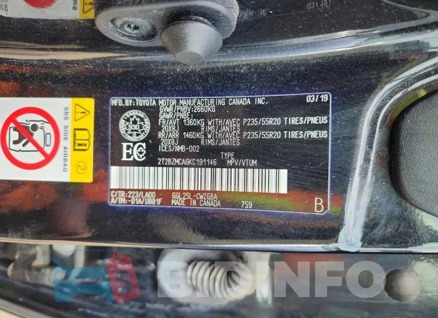 2T2BZMCA6KC191146 Photo# 14