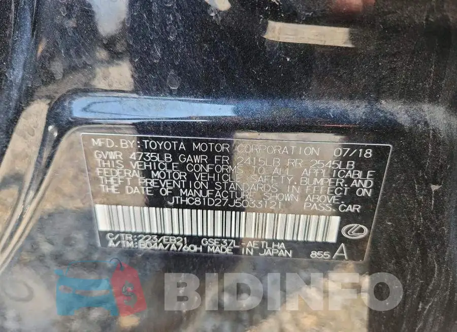 JTHC81D27J5033121 Photo# 13