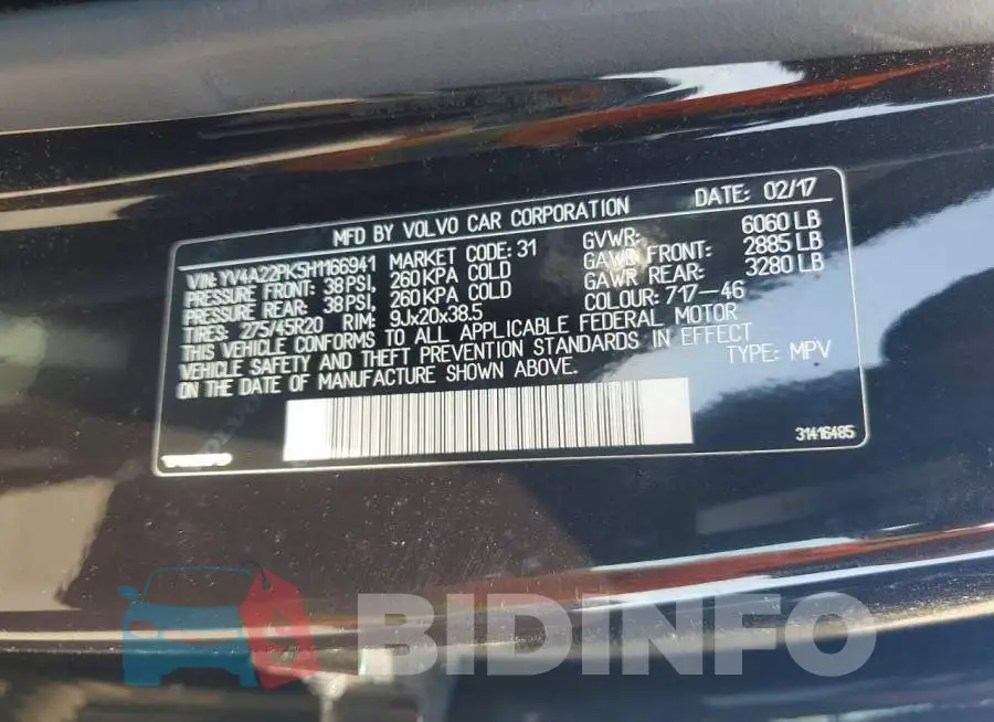 YV4A22PK5H1166941 Photo# 14