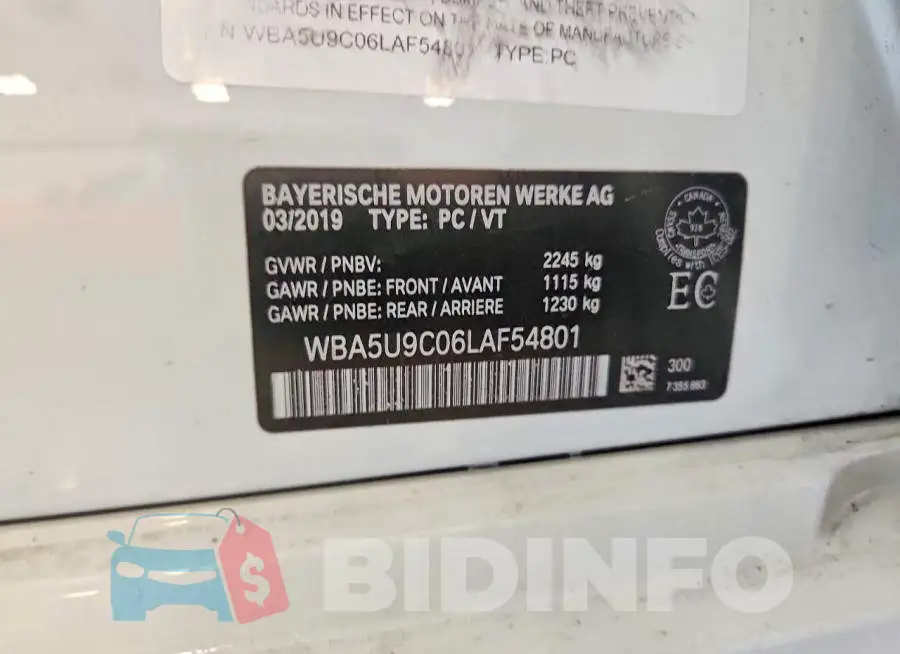 WBA5U9C06LAF54801 Photo# 12
