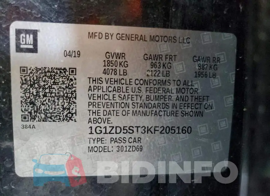 1G1ZD5ST3KF205160 Photo# 13