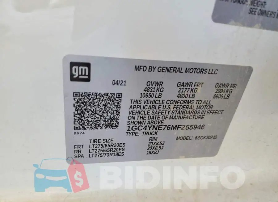 1GC4YNE76MF255946 Photo# 13