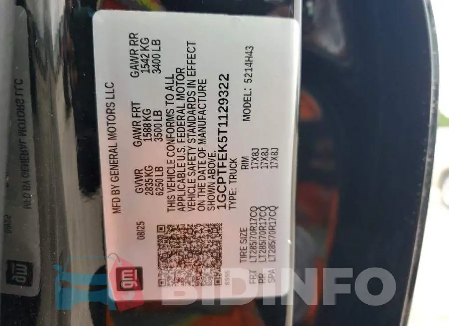 1GCPTFEK5T1129322 Photo# 12