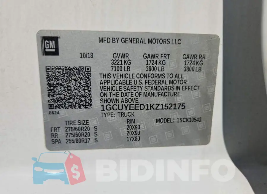 1GCUYEED1KZ152175 Photo# 12
