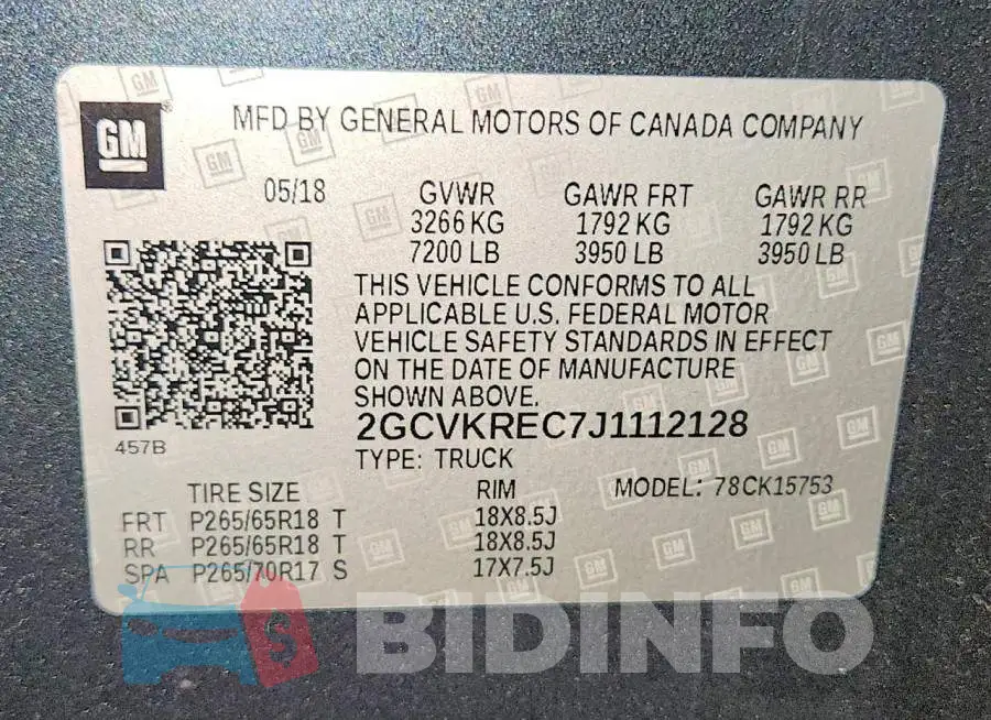 2GCVKREC7J1112128 Photo# 12