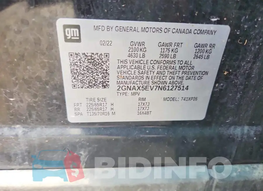 2GNAX5EV7N6127514 Photo# 13